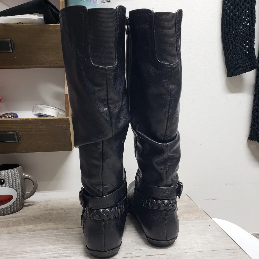 White Mountain Knee-High Boots Size 7 Black Fairfield Rider Boots
